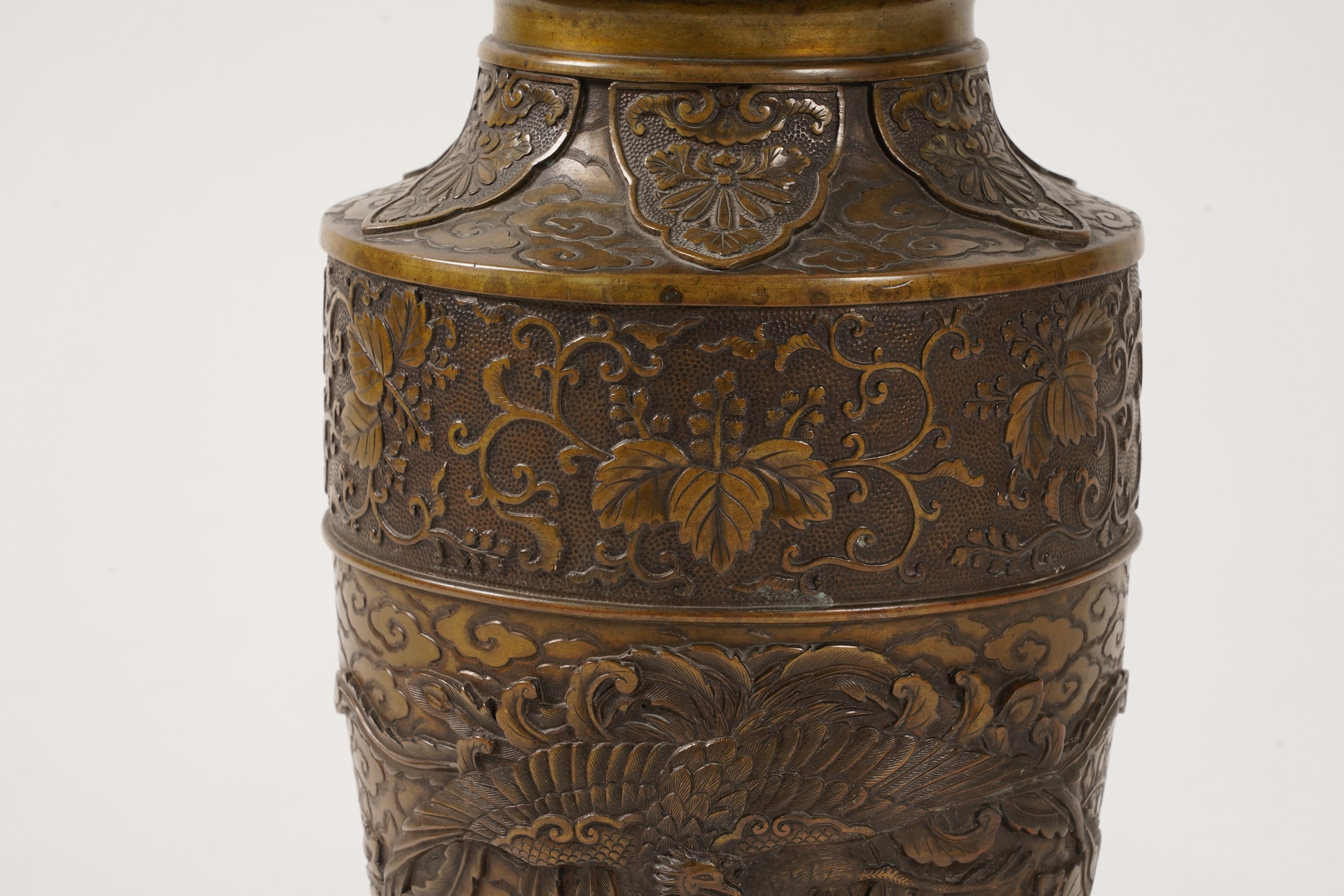 A Japanese bronze vase, late 19th century